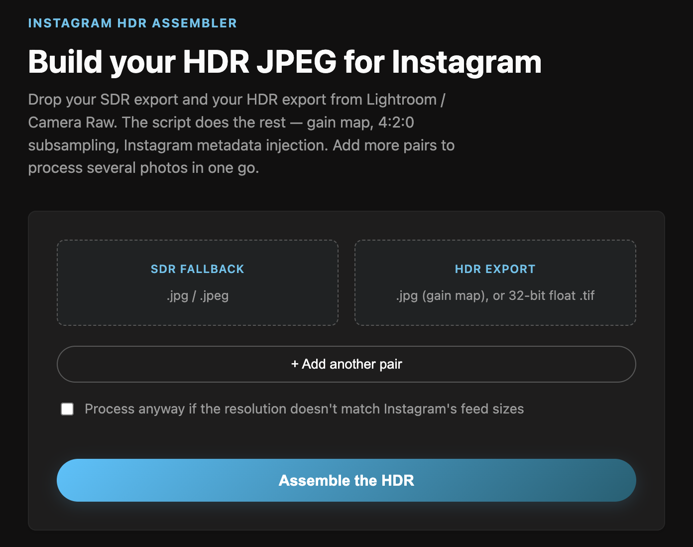 Instagram HDR Assembler screenshot