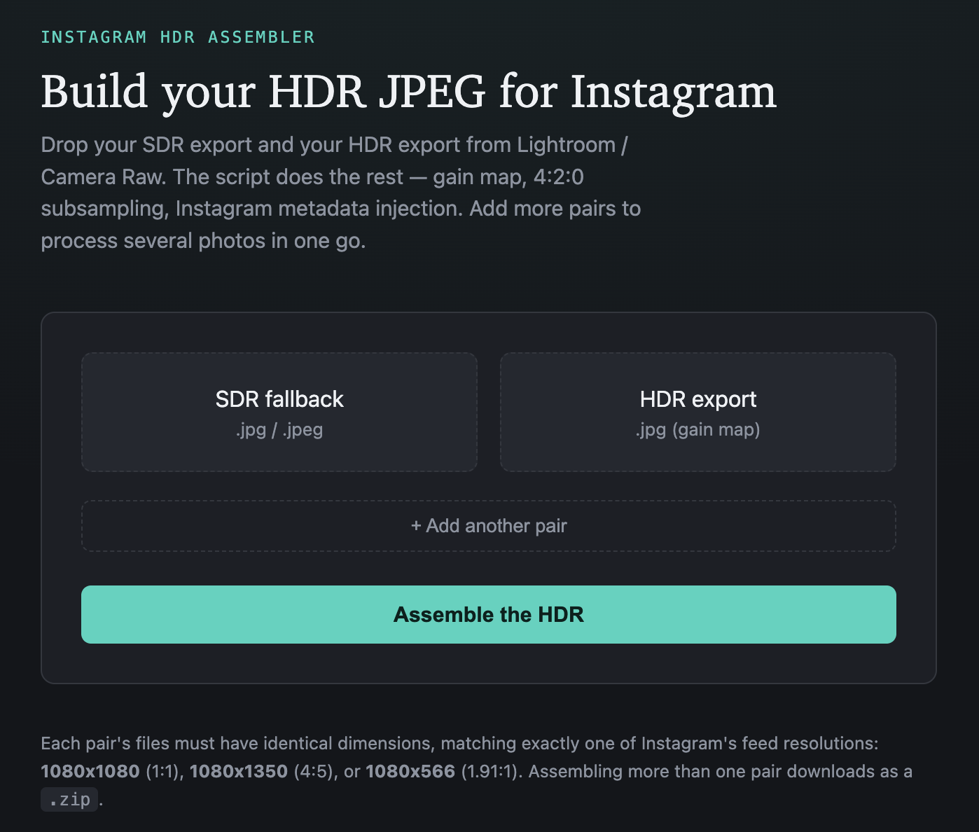 Instagram HDR Assembler screenshot